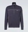 Moncler Technical Jersey Zip-up Sweatshirt In Blue