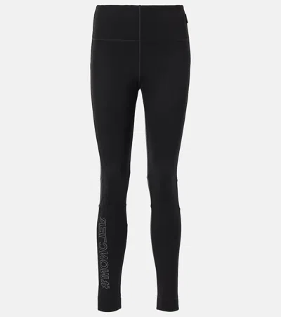 Moncler Printed Stretch-jersey Leggings In Black