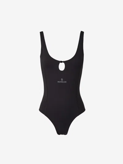 Moncler Technical Logo Swimsuit In Black