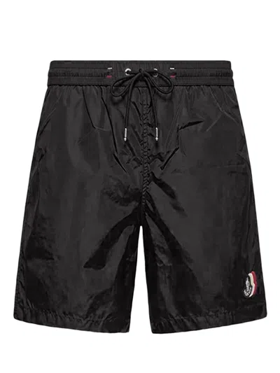 Moncler Technical Nylon Swim Shorts In Black