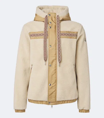 Moncler Geometric Trim Teddy Zip-up Hoodie In Multi