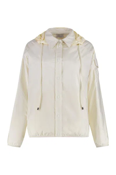 Moncler Techno Fabric Padded Jacket In Neutral