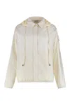 Moncler White Down Jacket With Logo Patch On The Sleeve In Tech Fabric Man In Neutral