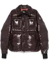 Moncler Glossy Finish Down Jacket With Quilted Design In Brown