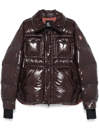 Moncler Grenoble Tecka Glossy Finish Down Jacket Clothing In Brown
