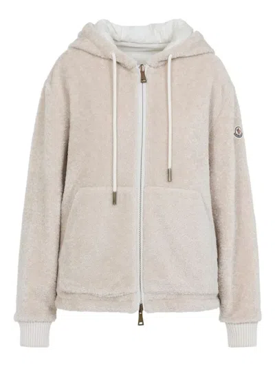 Moncler Teddy And Nylon Reversible Padded Hoodie Clothing In White