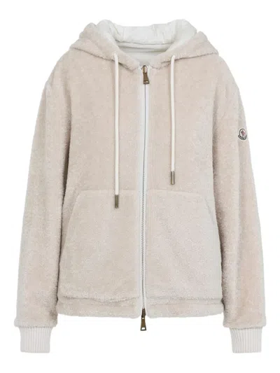 Moncler Teddy And Nylon Reversible Padded Hoodie In Neutral