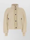 Moncler Teddy Ayles Jacket With Ribbed Collar And Cuffs In Neutral