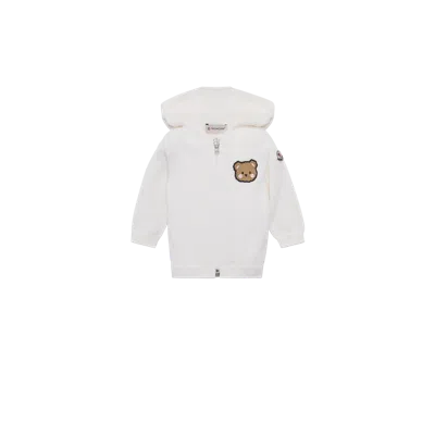 Moncler Sweat À Capuche Zippé En Coton À Motif Ours En Peluche, Enfant, Blanc, Taille: 3a In White