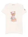 Moncler Teddy Bear Motif Cotton T-shirt In Pink
