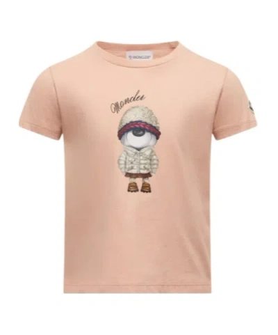 Moncler Teddy Bear Motif Cotton T-shirt In Neutral