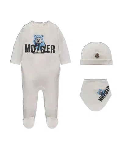 Moncler Teddy Bear Motif Set In Gray