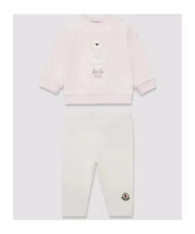 Moncler Teddy Bear Pattern Sportswear Suit In Pink