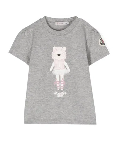 Moncler Teddy-bear-print Cotton T-shirt In Gray