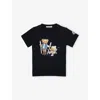 Moncler Jersey T-shirt With Bear Print Kids In Blue