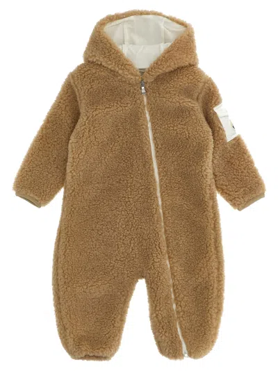 Moncler Babies' Teddy Bodysuit In Brown