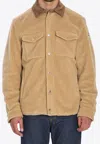 Moncler Teddy Corduroy-trimmed Shirt Jacket In Gold