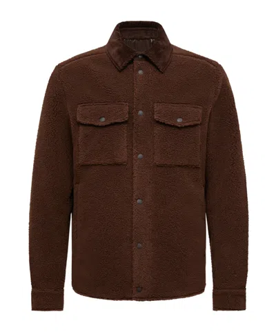 Moncler Teddy Corduroy-trimmed Shirt Jacket In Brown