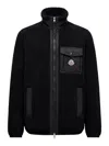 Moncler Teddy-effect Fleece Sweatshirt With Zip And Pocket In Black