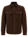 Moncler Cozy Jacket With Chest Pockets And Corduroy Collar In Brown