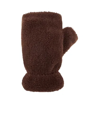 Moncler Teddy Fingerless Gloves In Brown