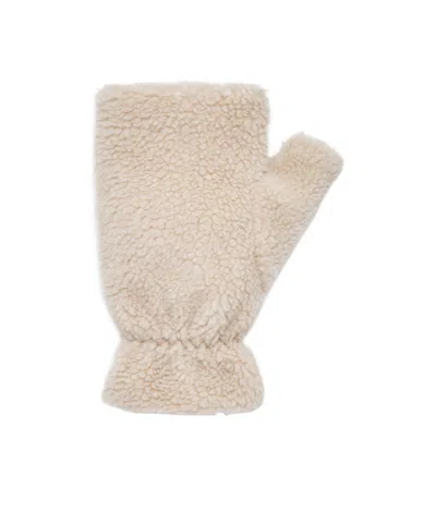 Moncler Teddy Fingerless Gloves In Neutral