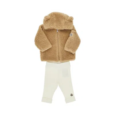 Moncler Kids' Teddy Fleece And Cotton Two-piece Set In Multi