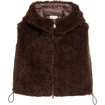 Moncler Teddy Fleece & Quilted Down Vest In Purple