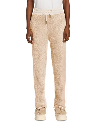 Moncler Teddy Fleece Drawstring Pants In Neutral