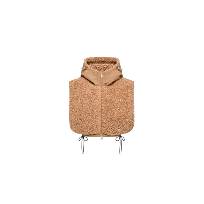 Moncler Teddy Fleece Hooded Padded Bib, Women, Green, Size: One Size