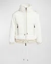 Moncler Jeypore Embroidered Hooded Short Down Jacket White In Natural