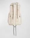 Moncler Padded Teddy Vest In Light Beige