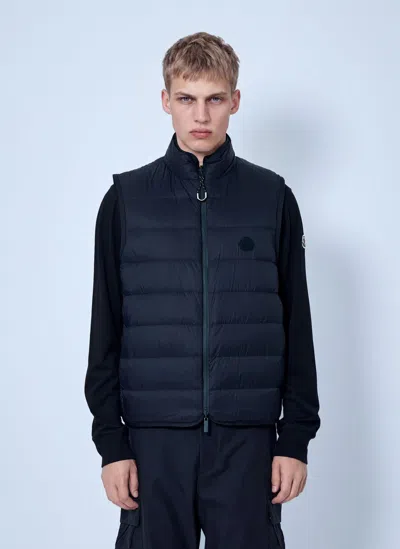 Moncler Teddy Fleece Reversible Down Gilet In Blue