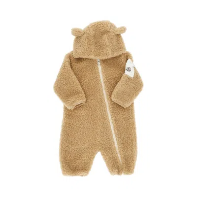 Moncler Kids' Teddy Fleece Romper Suit In Sand