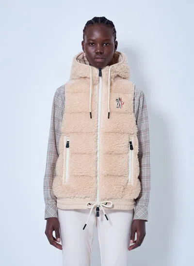 Moncler Teddy Hooded Insulated Gilet In Neutral