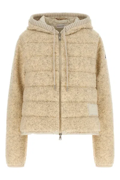 Moncler Hooded Cardigan Jacket In Neutral