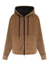 Moncler Reversible Jacket With Drawstring Hood And Logo Patch On The Sleeve In Brown