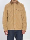 Moncler Teddy Corduroy-trimmed Shirt Jacket In Nude