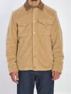 Moncler Teddy Corduroy-trimmed Shirt Jacket In Brown