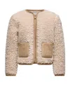 Moncler Teddy Velvet Zipper Sweatshirt In Gold