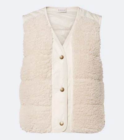 Moncler Teddy-trimmed Technical Vest In Neutral