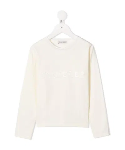 Moncler Teen Logo Patch Longsleeved T-shirt In White