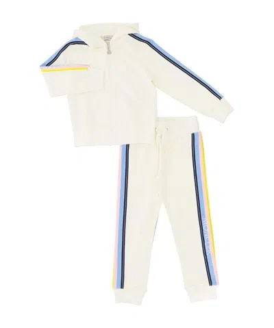 Moncler Teen Striped Panel Track Set In White