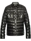 Moncler Blue Down Jacket With Front Press-stud Fastening In Black