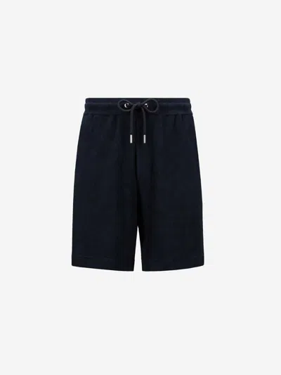 Moncler Terry Pocket Bermuda Shorts In Blue