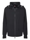 Moncler Stretch Nylon Jacket With Hood And Cuffs In Blue