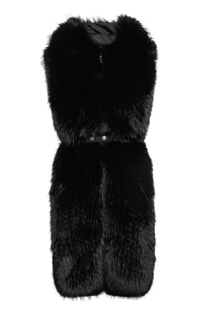 Moncler Textured Belted Faux Fur Bib In Black