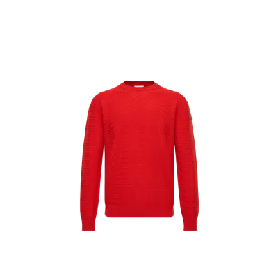 Moncler Textured Cashmere & Wool Sweater, Homme, Rouge, Taille: Xxl In Red