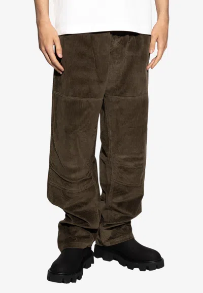 Moncler Textured Corduroy Pants In Green
