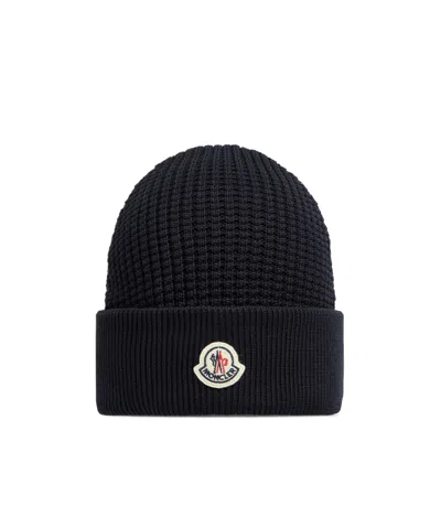 Moncler Textured Cotton Beanie In Gray